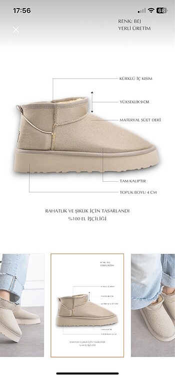38 Beden camel Renk Ugg süet bot