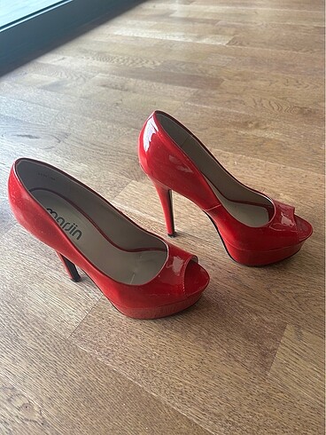Kırmızı platform topuk rugan - Görsel 7