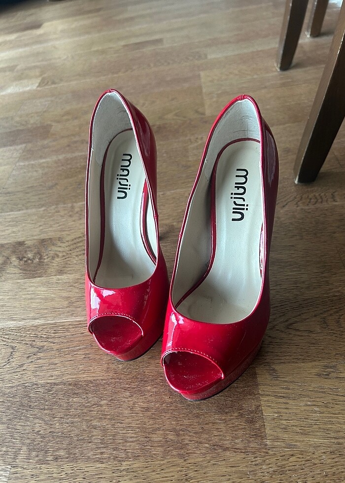 Kırmızı platform topuk rugan - Görsel 4