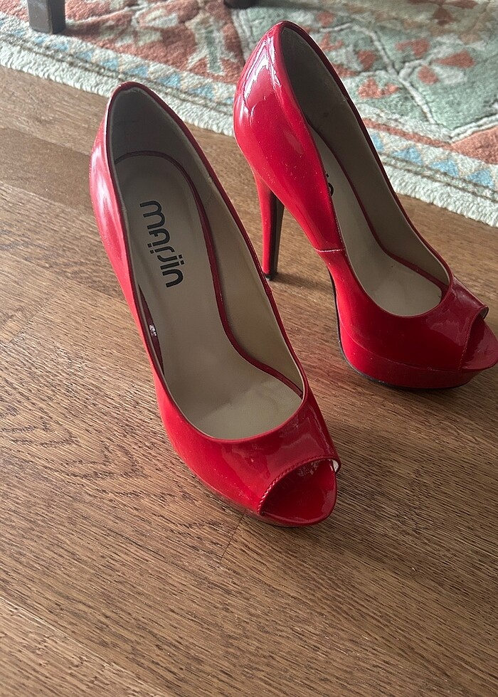 Kırmızı platform topuk rugan - Görsel 3