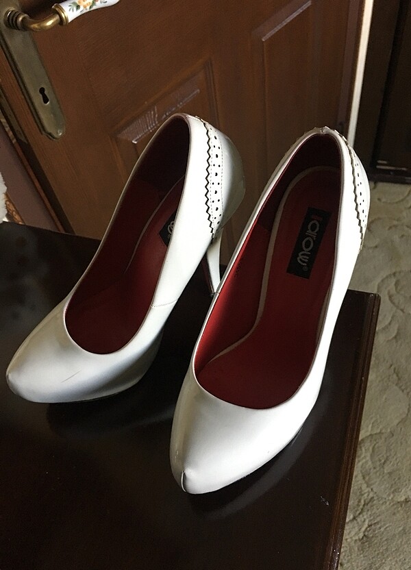 Gizli platform yüksek topuk beyaz şık - Görsel 5