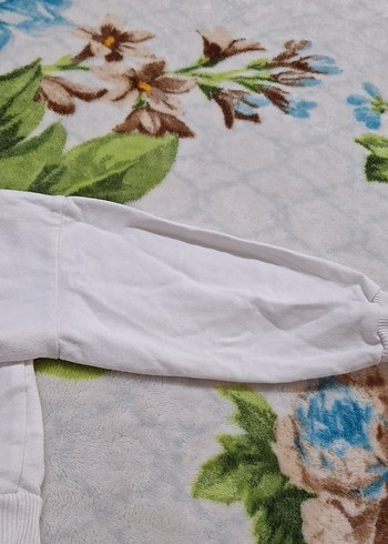 6 Yaş Beden Kız Çocuk Beyaz Pamuklu Sweatshirt