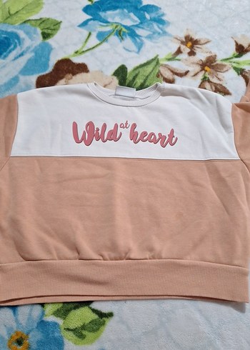 Kız Çocuk Bej Baskılı Sweatshirt