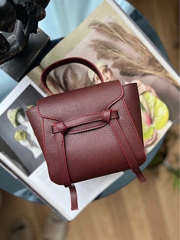 Bordo mini uzun askılı kadın çanta