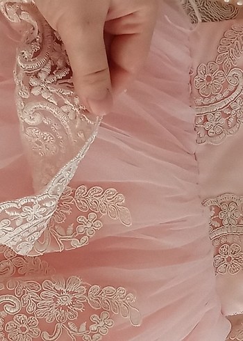 Pembe Dantel Detaylı Kız Çocuk Elbisesi - Görsel 4