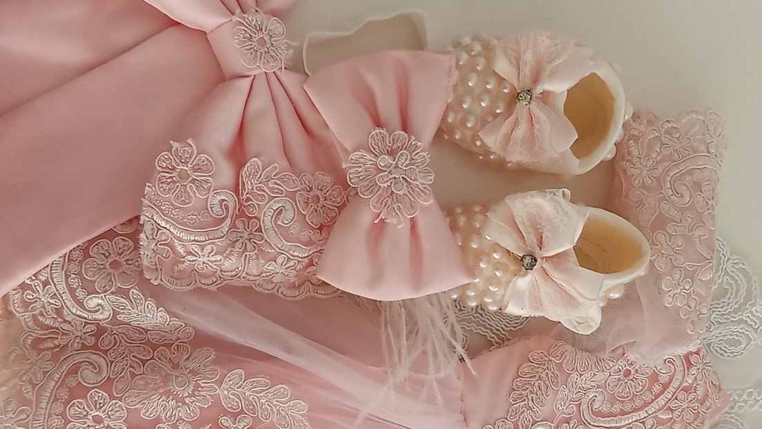 Pembe Dantel Detaylı Kız Çocuk Elbisesi - Görsel 3