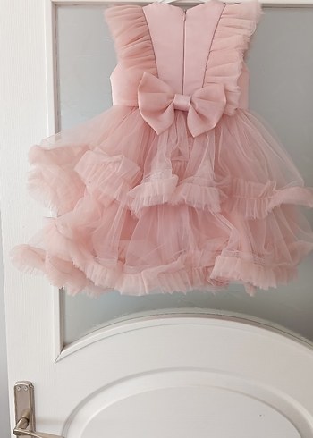Pembe Fırfırlı Kız Çocuk Abiye - Görsel 3