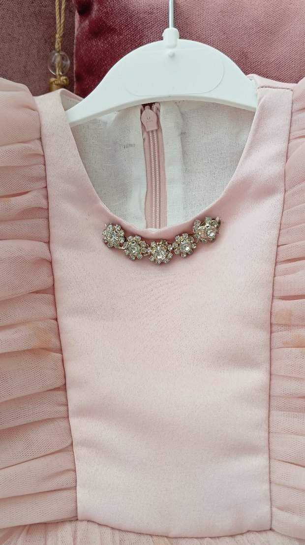 Pembe Fırfırlı Kız Çocuk Abiye - Görsel 4