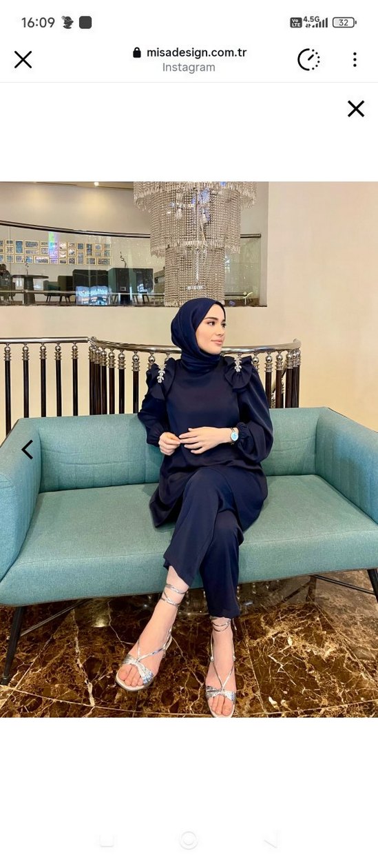 Lacivert Uzun Kollu Kadın Takım - Görsel 2