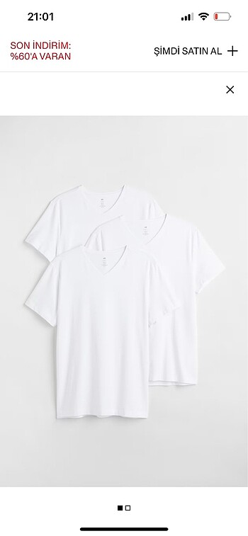 H&M 3?lü slim fit tişört