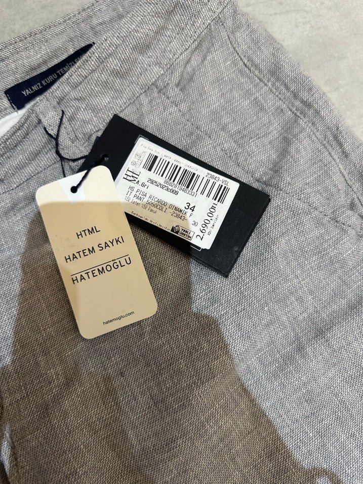 Hatemoğlu Gri Keten Erkek Rahat Kesim Pantolon - Görsel 3