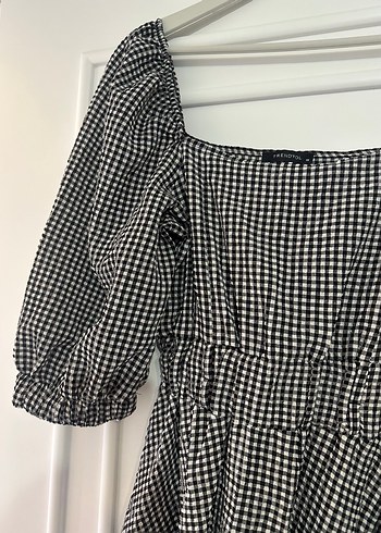 Milla Siyah Beyaz Kareli Mini Elbise - Görsel 4