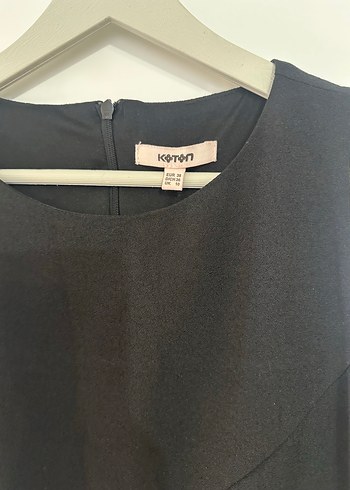 Koton Siyah Mini Kolsuz Pilili Kadın Elbise - Görsel 2