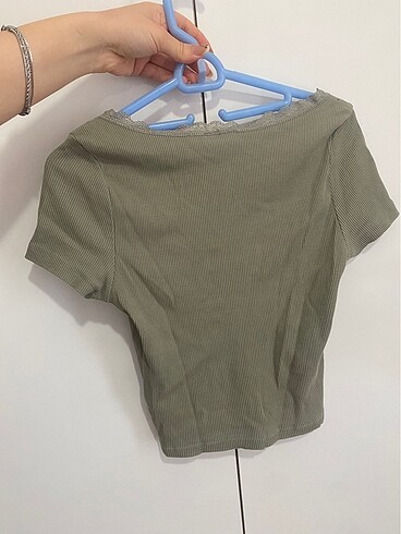 xs Beden haki Renk H&M kısa kollu bluz