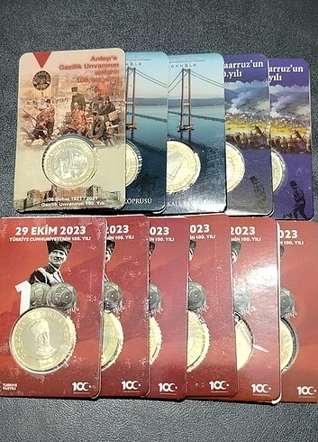 11 adet hatıra para, kapamasında