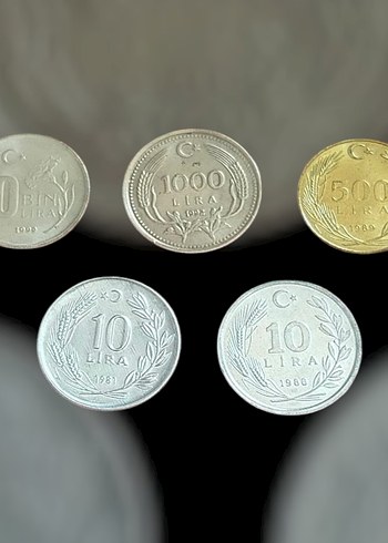 5 adet yerli madeni para