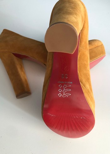 38 Beden Hardal Rengi Süet Platform Topuklu Stiletto