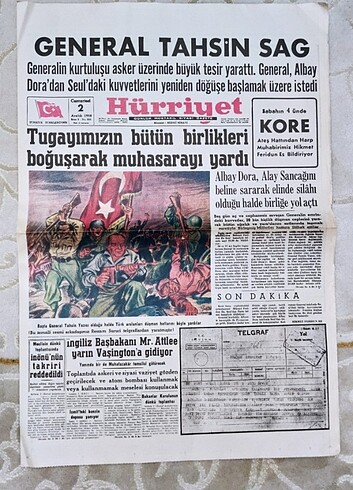  Hürriyet Gazetesi (2 Aralık 1950)