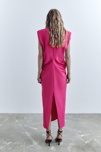 s Beden pembe Renk Zara cut out maxi elbise