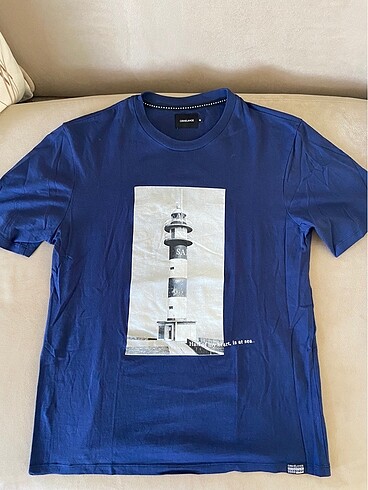 Grimelange Lacivert baskılı tişört t-shirt