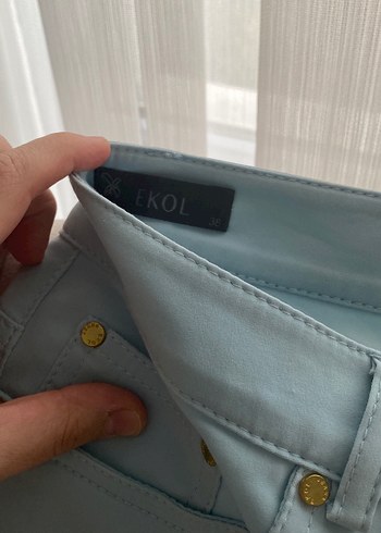 38 Beden Mavi Kadın Regular Fit Kumaş Pantolon