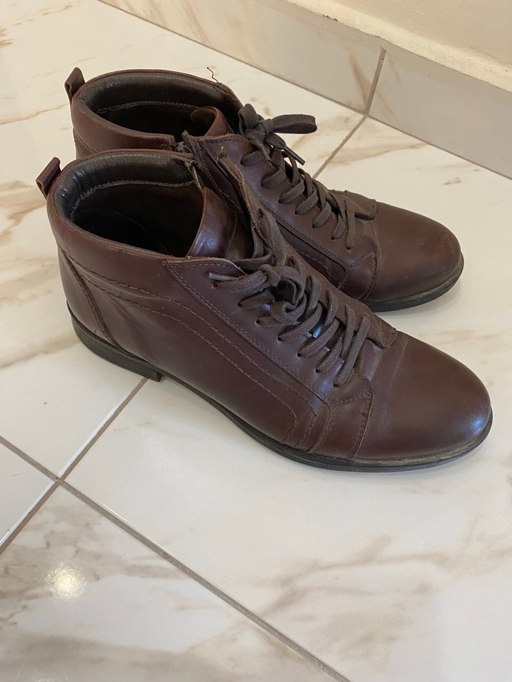 Fermuarlı Kahverengi Deri Erkek Bot - Görsel 5