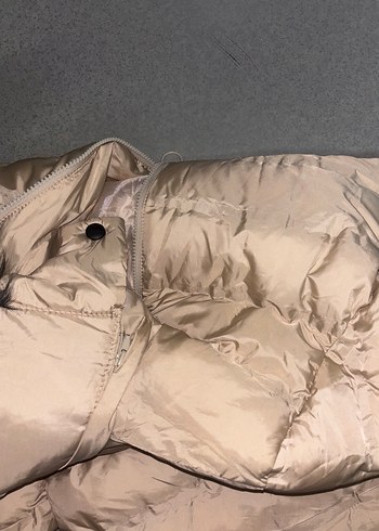 36 Beden camel Renk Kürklü Bej Kadın Kışlık Şişme Mont-36 Beden
