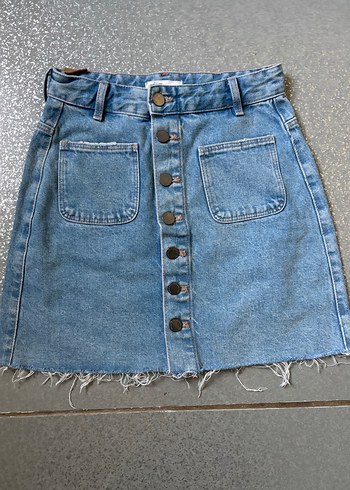 xs Beden Zara Xs Mavi Denim Mini Etek