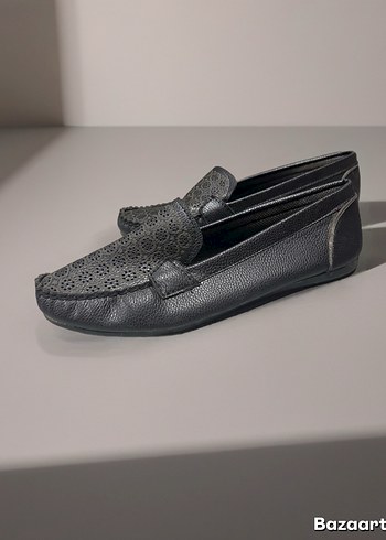 Klasik Siyah Deri Loafer kadın Ayakkabı