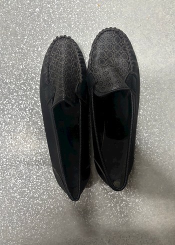 40 Beden Klasik Siyah Deri Loafer kadın Ayakkabı