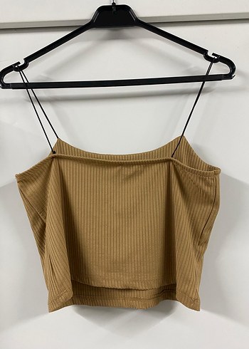 s Beden camel Renk Bej İnce Askılı crop