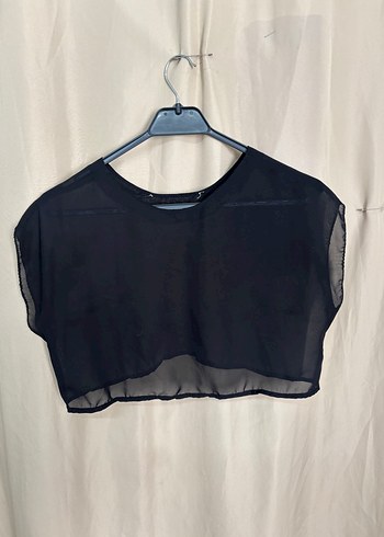 Zara Zara Tül Siyah Kısa Kollu Mini Bluz