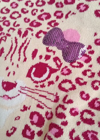 Kız Çocuk Leopar Desenli Uzun Kollu Triko Elbise 4 yaş - Görsel 2