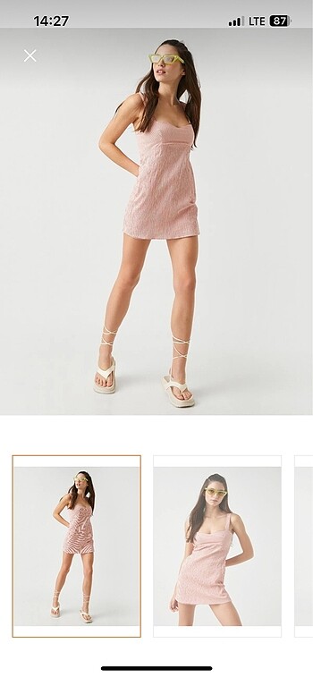 Koton açık pembe çizgili tulum