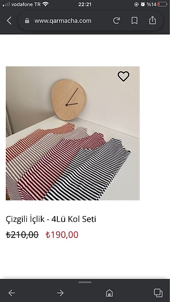 Qarmacha çizgili uzun kol içlik