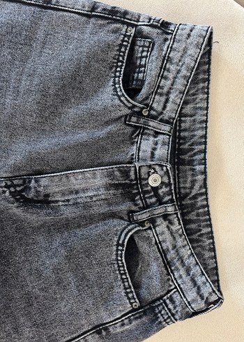 s Beden Gri Midi Boy Regular Fit Kadın Kot Pantolon