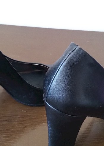 38 Beden siyah Renk Hakiki deri Siyah Parlak Vintage Blok Topuklu Stiletto