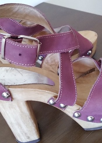 38 Beden Mor Süet platform Topuklu Kadın Sandalet