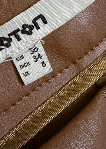 Kahverengi Deri Pileli Mini Etek - Görsel 4