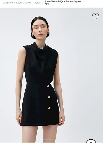 Siyah Kolsuz şortlu tulum - Görsel 2