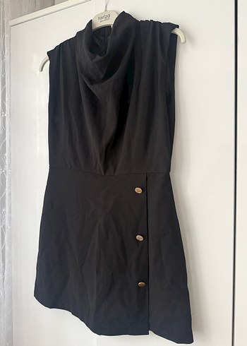 Siyah Kolsuz şortlu tulum - Görsel 4