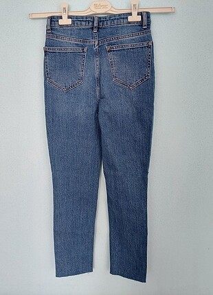 34 Beden Mavi ön düğmeli yüksek bel slim/fit jeans