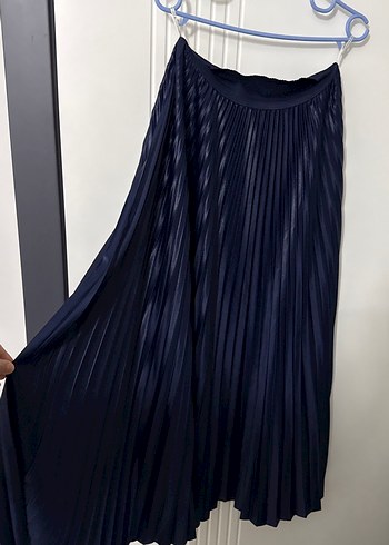 Kadın Lacivert Piliseli Uzun Etek - Görsel 2