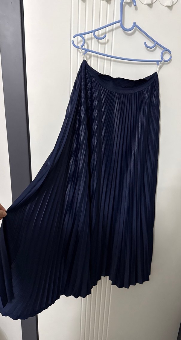 Kadın Lacivert Piliseli Uzun Etek - Görsel 2