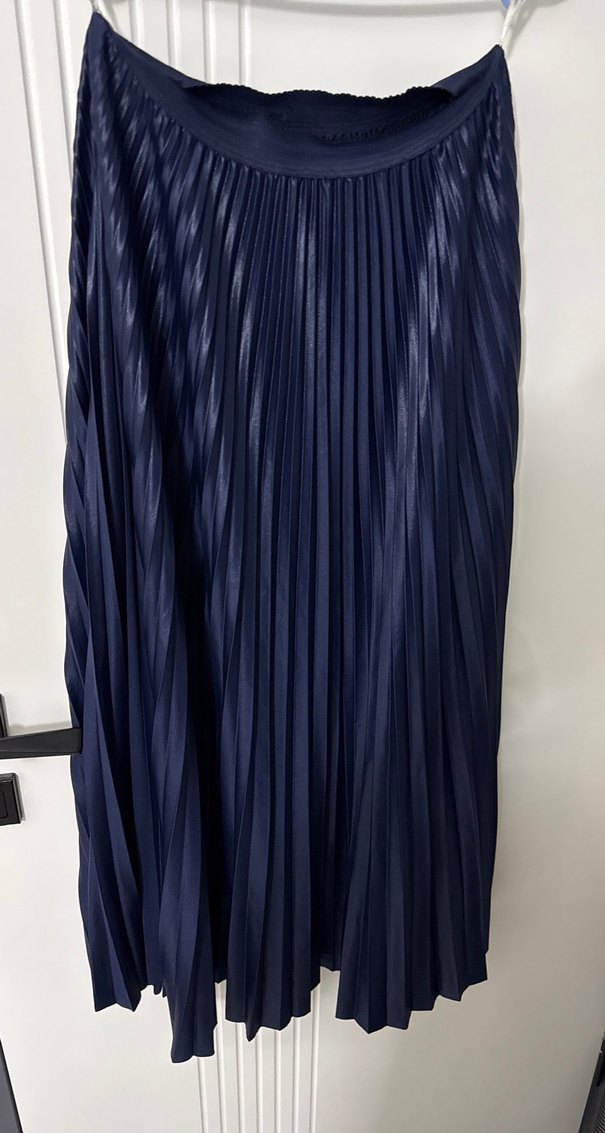 Kadın Lacivert Piliseli Uzun Etek - Görsel 3