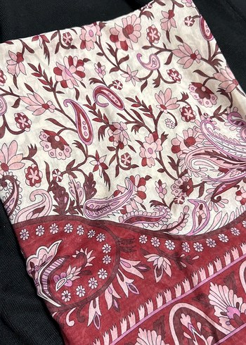 Bordo Bohem Drapeli Kadın Şal - Görsel 3