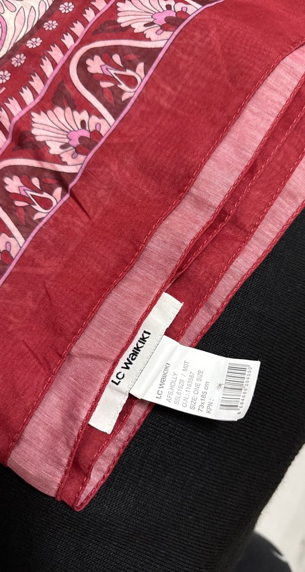 Bordo Bohem Drapeli Kadın Şal - Görsel 2