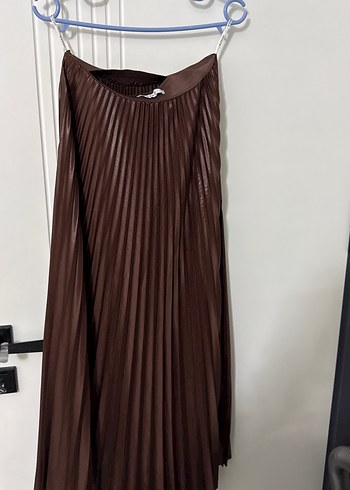 Kadın Kahverengi Pilili Uzun Etek - Görsel 3