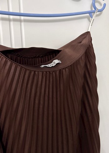 Kadın Kahverengi Pilili Uzun Etek - Görsel 4