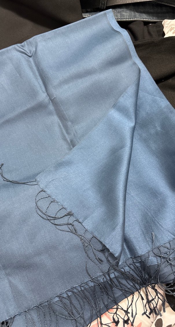 petrol mavisi İpek Kadın Şal - Görsel 4